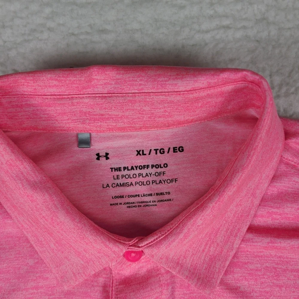 Under Armour The Playoff Polo Shirt Mens XL Pink Performance Loose Short Sleeve